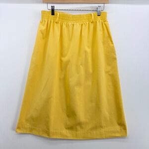 Vintage 70's Bright Yellow A-Line Midi Skirt Size 10 Petite Academia Preppy
